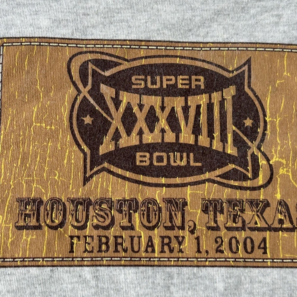 Vintage Super Bowl Shirt Mens XL XXXVIII Gray NFL Football Houston Texas‎ 2004 - Picture 3 of 7